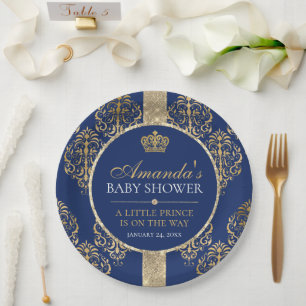Assiettes En Carton Élégante Fête de Naissance du Prince Royal