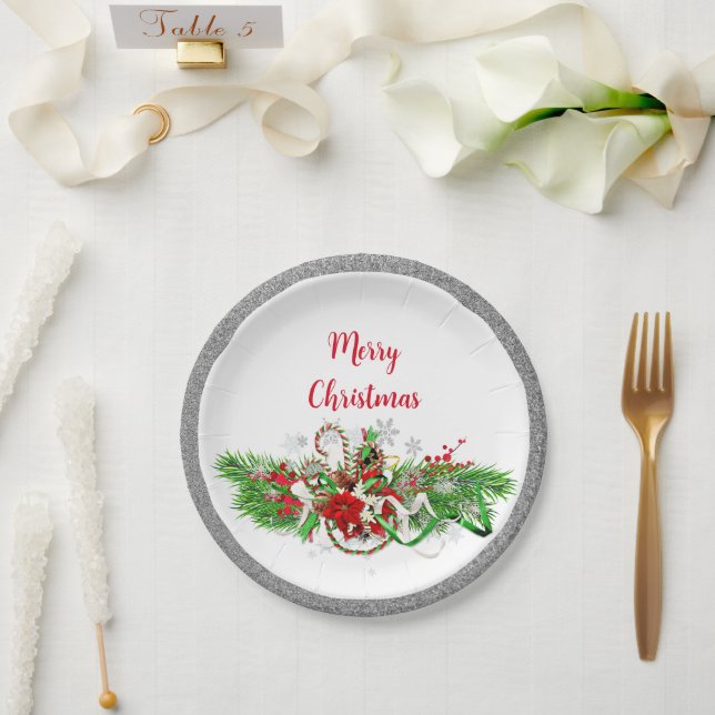 Assiettes En Carton Élégante fête de Noël avec Parties scintillant (Mariage)
