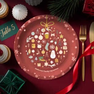 Assiettes En Carton Élégante fête de Noël Festive vacances minimaliste