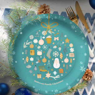 Assiettes En Carton Élégante fête de Noël Festive vacances minimaliste