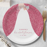 Assiettes En Carton Élégante Fête des mariées de mariée Magenta<br><div class="desc">Une mariée dans sa robe mariage sur une rose blanche sur un arrière - plan magenta (ou toute couleur),  fait un bel ajout à votre décor de douche nuptiale. CORRESPONDRE des articles dans notre magasin.</div>
