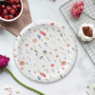 Assiettes En Carton Élégante Fête des mariées florale