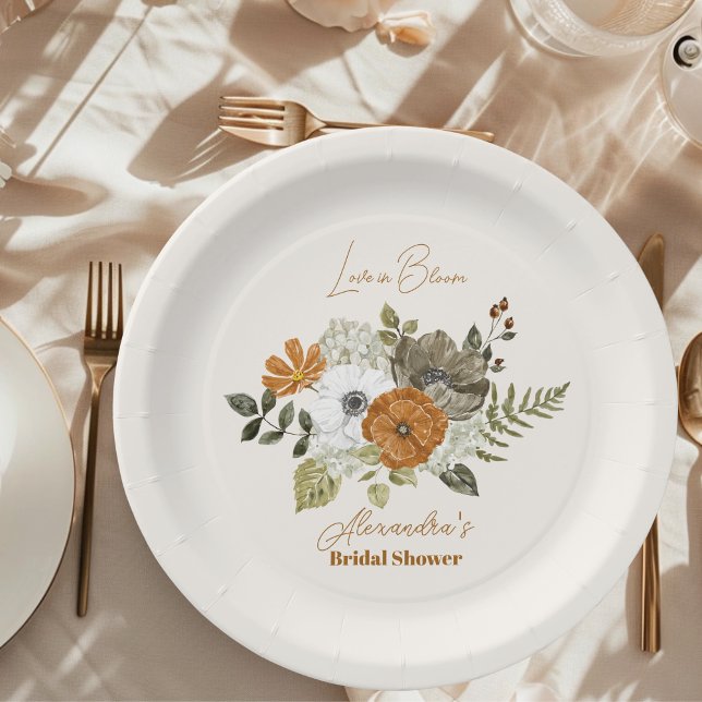 Assiettes En Carton Elégante Fête des mariées florale Boho (Créateur téléchargé)