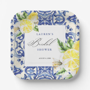 Assiettes En Carton Élégante Fête des mariées Florale de citron médite
