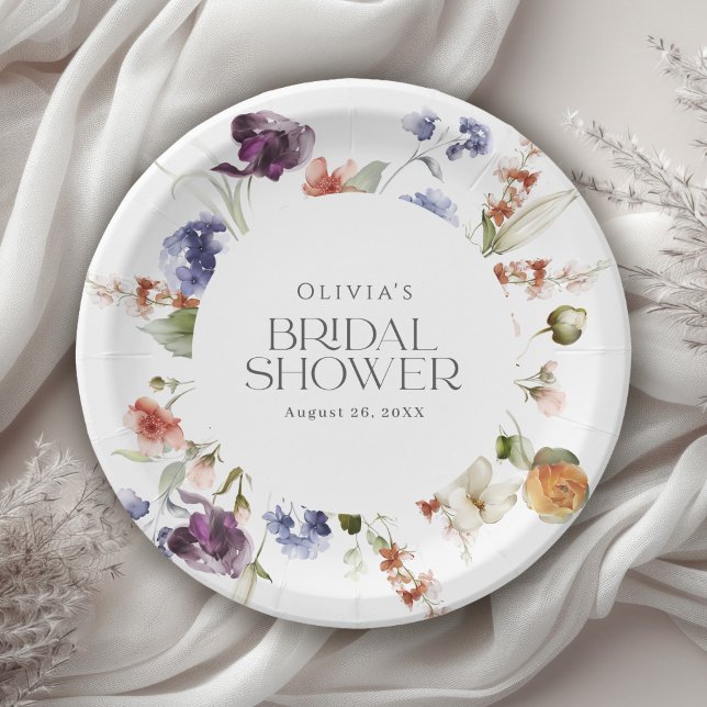 Assiettes En Carton Elegante fête prénuptiale florale de luxe (Créateur téléchargé)