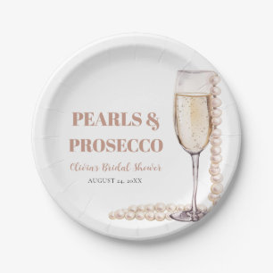 Assiettes En Carton Élégante fête prénuptiale perles modernes et prose