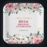 Assiettes En Carton Elégante feuille d'or rouge rose Peony Flower<br><div class="desc">Élégante et élégante plaque de papier d'anniversaire fleurie avec étonnante aquarelle rouge et rose fleur de pivoine avec verdure dorée. Objets correspondants disponibles en magasin !</div>