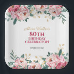 Assiettes En Carton Elégante feuille d'or rouge rose Peony Flower<br><div class="desc">Élégante et élégante plaque de papier d'anniversaire fleurie avec étonnante aquarelle rouge et rose fleur de pivoine avec verdure dorée. Objets correspondants disponibles en magasin !</div>