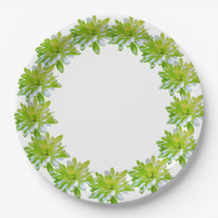 Assiettes En Carton Élégante fleur florale verte douce et légère