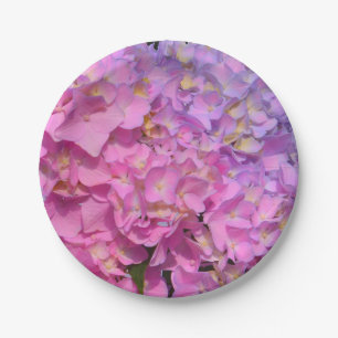 Assiettes En Carton Elégante florales violettes roses hydrangées