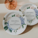 Assiettes En Carton Elégante Hydrangée Bleue | Gâteau Mariage blanc<br><div class="desc">Ces élégantes plaques de mariage blanc d'hydrangée bleue sont parfaites pour un mariage de printemps ou d'été. Le design floral classique est composé d'hydrangées bleu poudre douce, agrémentées de fleurs roses neutres et de feuilles verts. Ces assiettes en papier jetables sont parfaites pour le gâteau ou la table de desserts....</div>