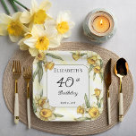 Assiettes En Carton Élégante jonquille jaune 40e anniversaire floral<br><div class="desc">Design floral élégant de jonquilles jaunes "40e anniversaire" avec un cadre carré floral de jonquilles entourant un cadre blanc et vert sur un arrière - plan jaune et blanc en détresse.</div>