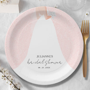 Assiettes En Carton Élégante mariée sur Fête des mariées rose