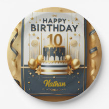 Elégante Marine Bleu & Or 10e anniversaire Célébra