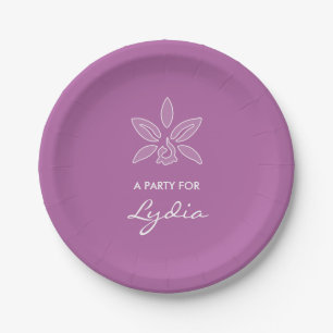 Assiettes En Carton Elégante Orchidée Simple Gras Fleur pourpre Avec N