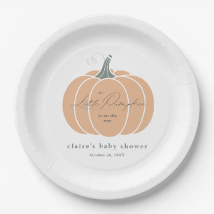 Assiettes En Carton Élégante petite citrouille orange Shower de bébé d