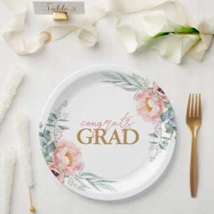 Assiettes En Carton Élégante plaque de papier de graduation florale
