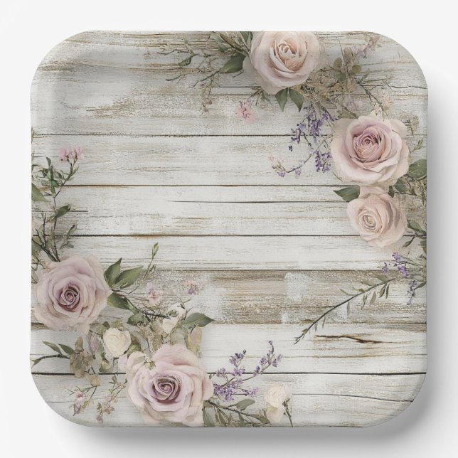 Assiettes En Carton Élégante plaque de papier de mariage (Recto)