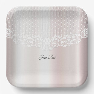 Assiettes En Carton Élégante plaque de papier floral dentelle blanche