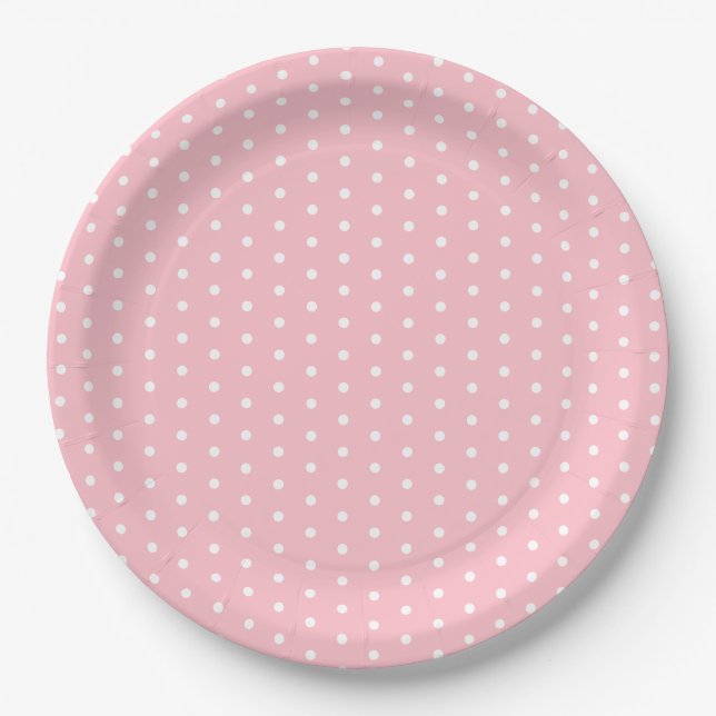 Assiettes En Carton Élégante plaque de papier rond rose de 9 po avec p (Devant)