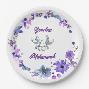 Assiettes En Carton Élégante plaque en papier de mariage avec design f