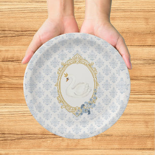Assiettes En Carton Élégante réception de mariage bleu et or de l'ère