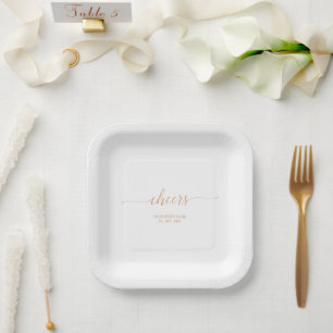 Assiettes En Carton Élégante Rose doré stylée Fête Événement Party