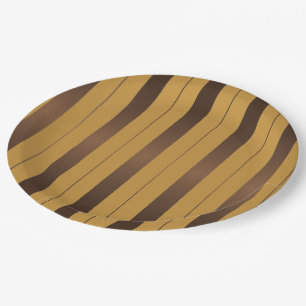 Assiettes En Carton Élégantes plaques de papier brun et faux or rayé