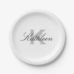 Assiettes En Carton Élégantes plaques de papier monogrammé personna