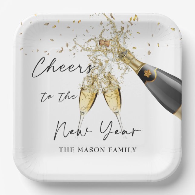 Assiettes En Carton Élégantes Plaques papier pour le Nouvel An Or (Recto)