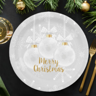 Assiettes En Carton Élégants ornements de Noël Snowflakes