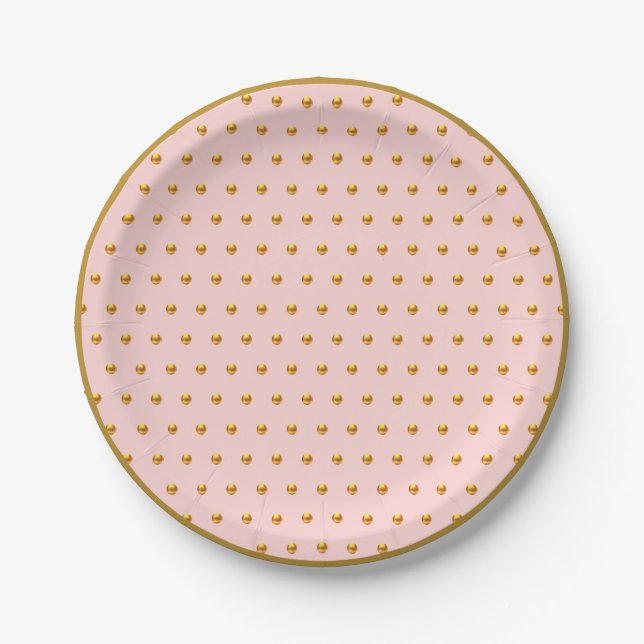 Assiettes En Carton Élégants points dorés (Devant)