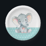 Assiettes En Carton Elephant Baby shower Aqua Turquoise Turquoise<br><div class="desc">Baby shower éléphant Aqua Turquoise plaque en papier turquoise</div>