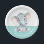 Assiettes En Carton Elephant Baby shower Aqua Turquoise Turquoise<br><div class="desc">Baby shower éléphant Aqua Turquoise plaque en papier turquoise</div>