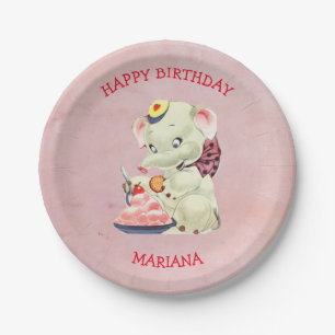 Assiettes En Carton Eléphant Bébé avec cou