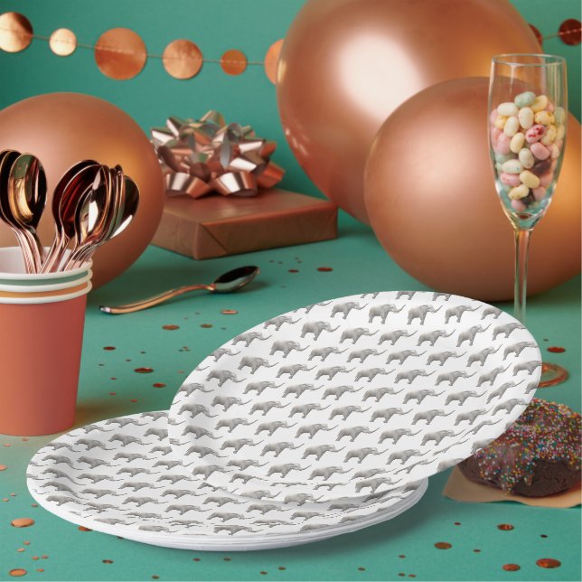Assiettes En Carton Eléphant blanc (Multi)