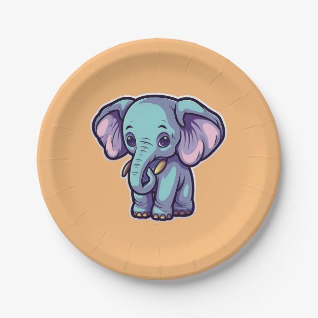 ASSIETTES EN CARTON ÉLÉPHANT DE CARTOON (Devant)