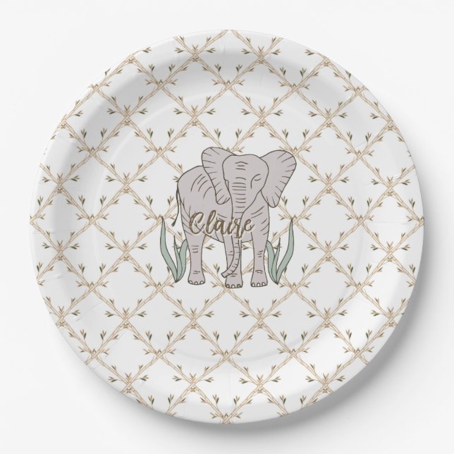 Assiettes En Carton Éléphant et bambou (Devant)