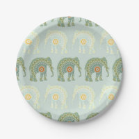 Éléphant et Mandala en Vert Clair