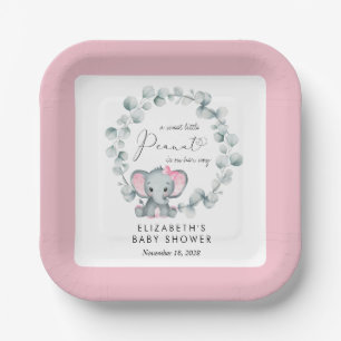 Assiettes En Carton Eléphant Eucalyptus Baby Girl Douche