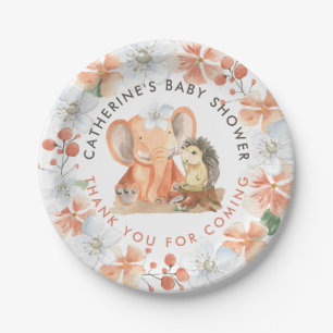 Assiettes En Carton Elephant Hérisson Nom Merci Baby shower fille