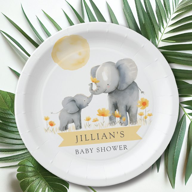 Assiettes En Carton Elephant Kisses Baby shower C'est un garçon (Créateur téléchargé)