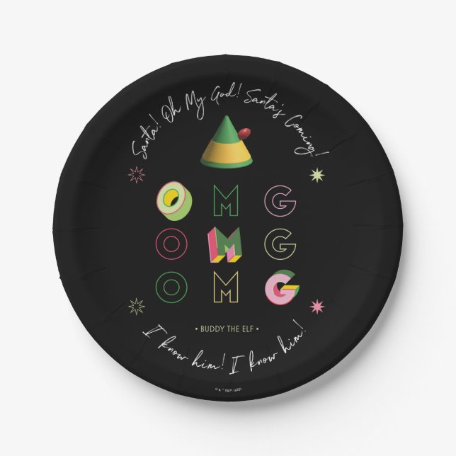 Assiettes En Carton Elf the Movie | PÈRE NOËL OMG (Devant)