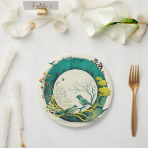 Assiettes En Carton Elgante Party Pappeller avec motif naturel