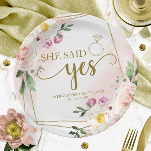 Assiettes En Carton Elle a dit oui Bouquet floral géométrique pour ent