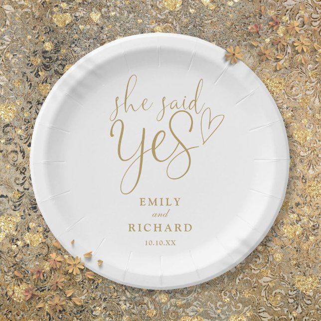 Assiettes En Carton Elle A Dit Oui Engagement Party Elegant Gold (She Said Yes Engagement Party Elegant Gold Paper Plates
)