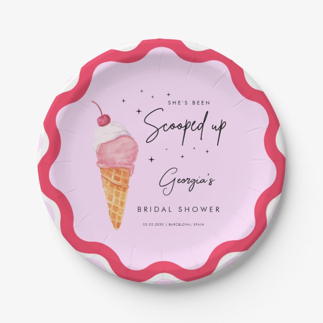 Assiettes En Carton Elle a été rachetée Fête des mariées rose rouge ré (Devant)