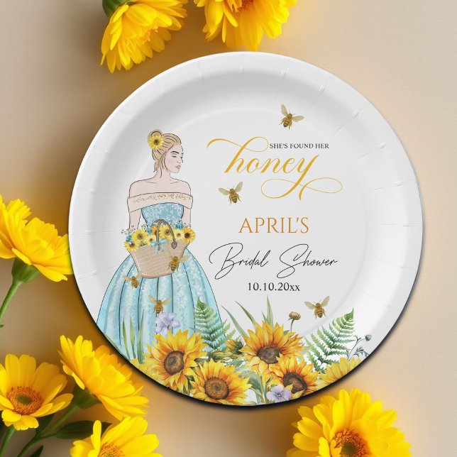 Assiettes En Carton Elle a trouvé sa Baby Shower Honey  (Créateur téléchargé)