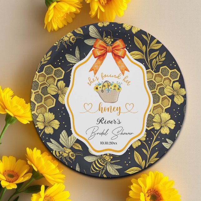 Assiettes En Carton Elle a trouvé sa Baby Shower Honey  (Créateur téléchargé)