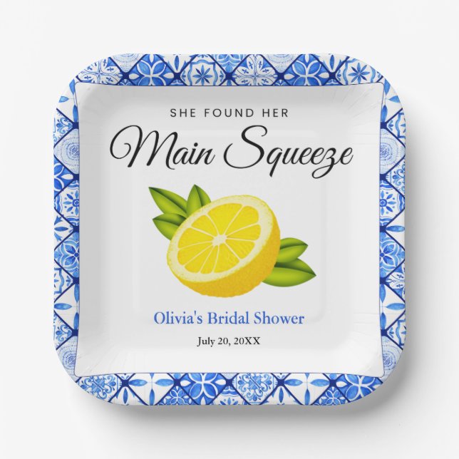 Assiettes En Carton Elle a trouvé sa fête de mariage au citron Main Sq (Recto)